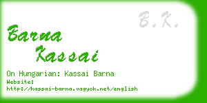 barna kassai business card